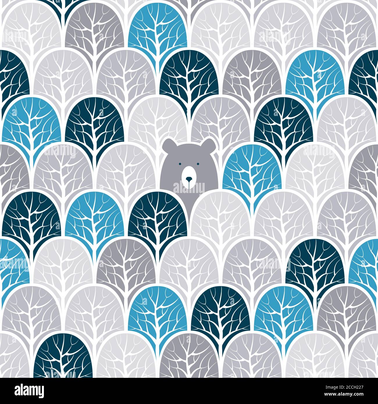 Bär in einem Wald nahtlose Muster. Vektordesign Hintergrund. Stock Vektor