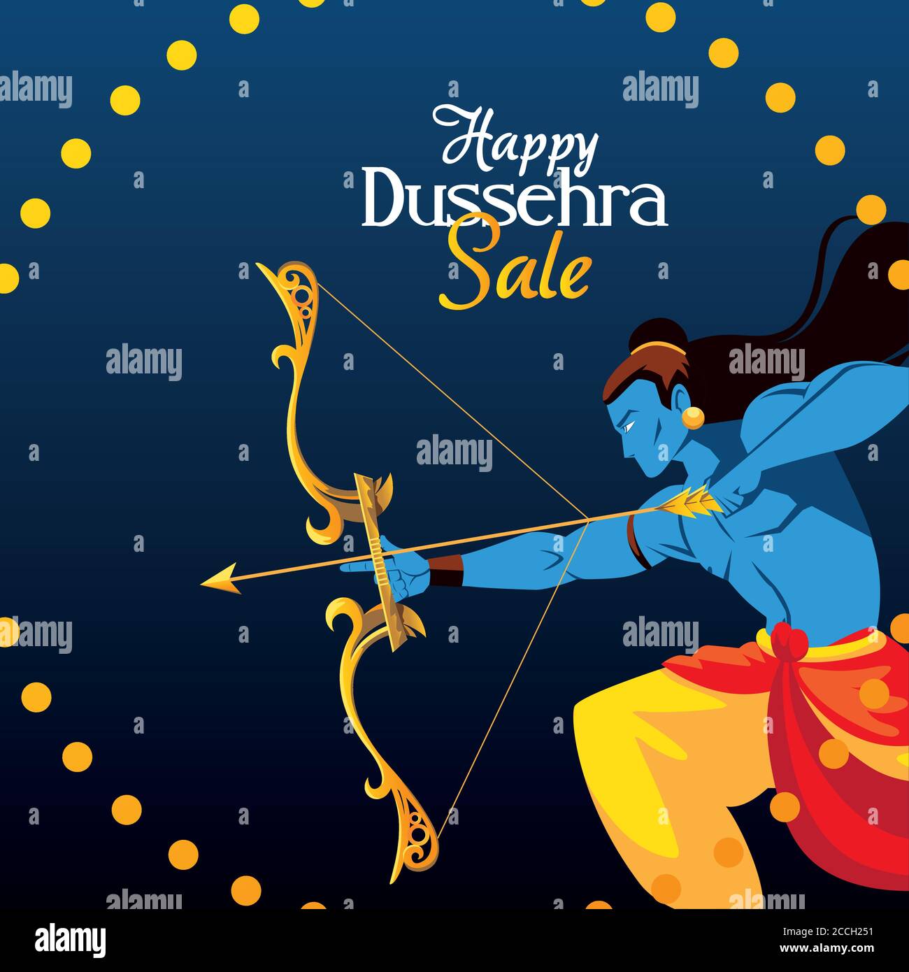 lord RAM Cartoon mit Pfeil und Bogen Design, Happy dussehra Festival und indischen Thema Vektor Illustration Stock Vektor