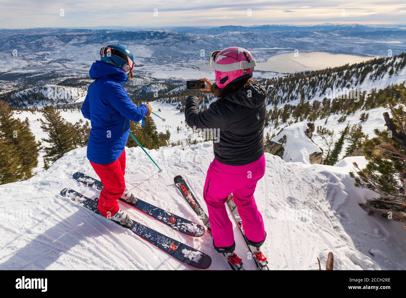 Mt Rose Mid Winter Ski Shooting Stockfoto