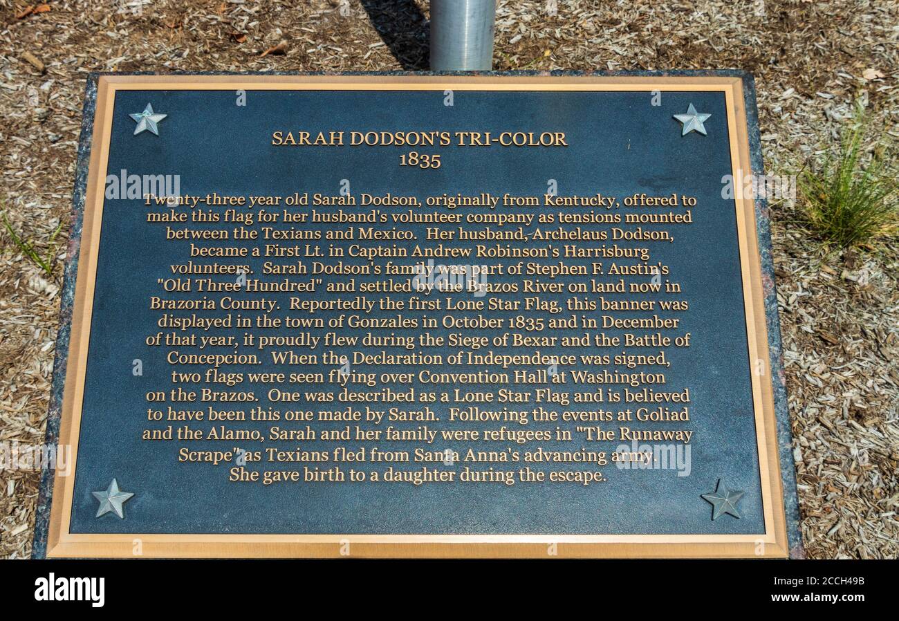 Lone Star Monument und Historical Flags Park (Texas Revolution Flags) in Conroe, Texas. Stockfoto