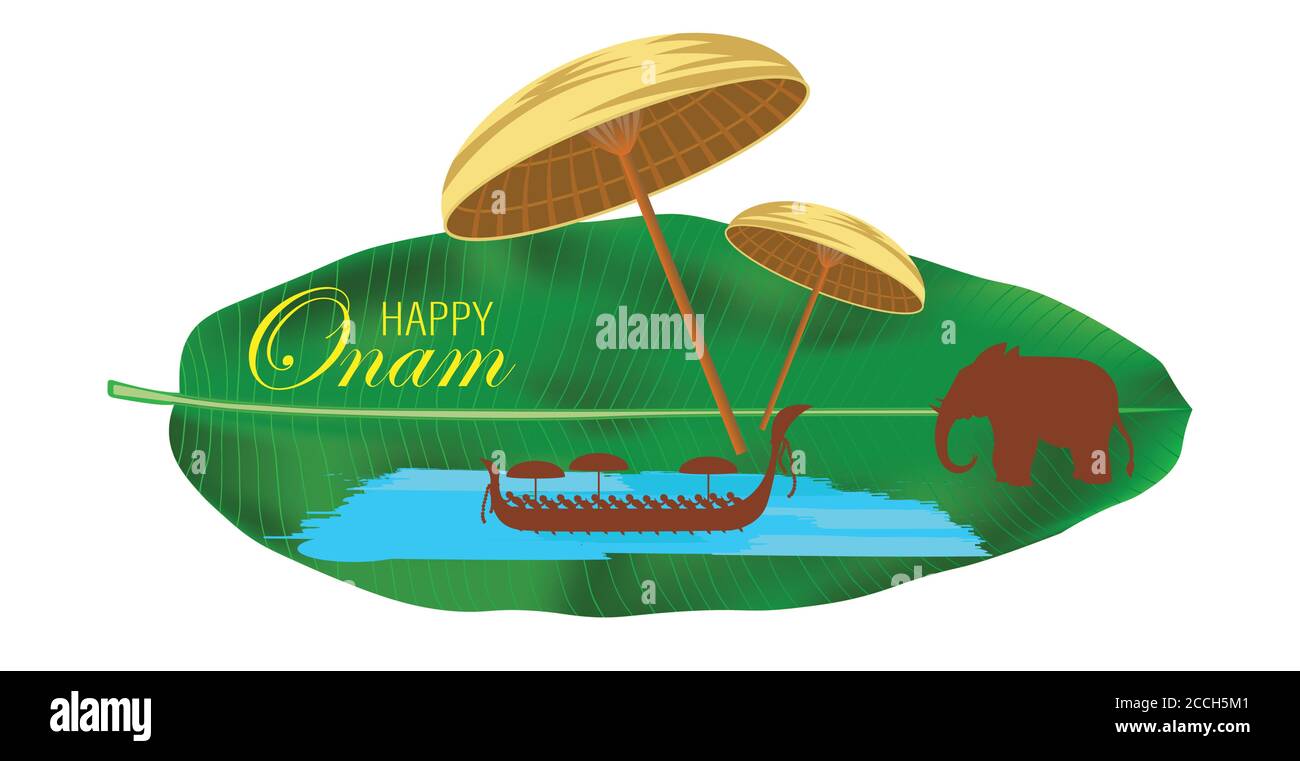 Happy Onam ein sehr berühmtes südindisches Festival von Indien. Kathakali Gesicht Vektor Design ein klassischer Tanz von Kerala Indien Stock Vektor