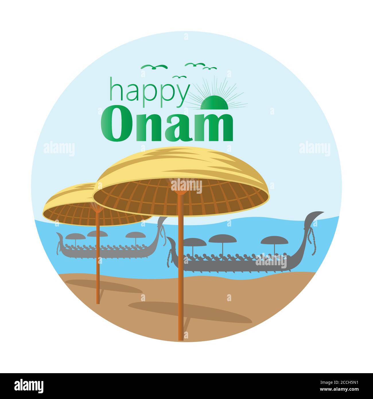 Happy Onam ein sehr berühmtes südindisches Festival von Indien. Kathakali Gesicht Vektor Design ein klassischer Tanz von Kerala Indien Stock Vektor