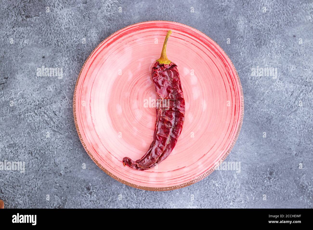 Ansicht der getrockneten Paprika, als Zutat beim Kochen verwendet Stockfoto