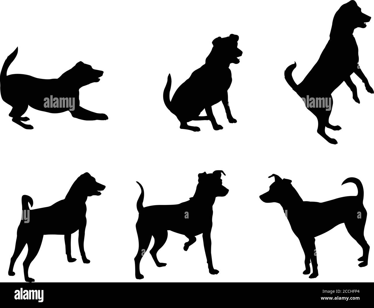 Mini Pinscher Hund Silhouetten Set - Vektor-Kunstwerk Stock Vektor