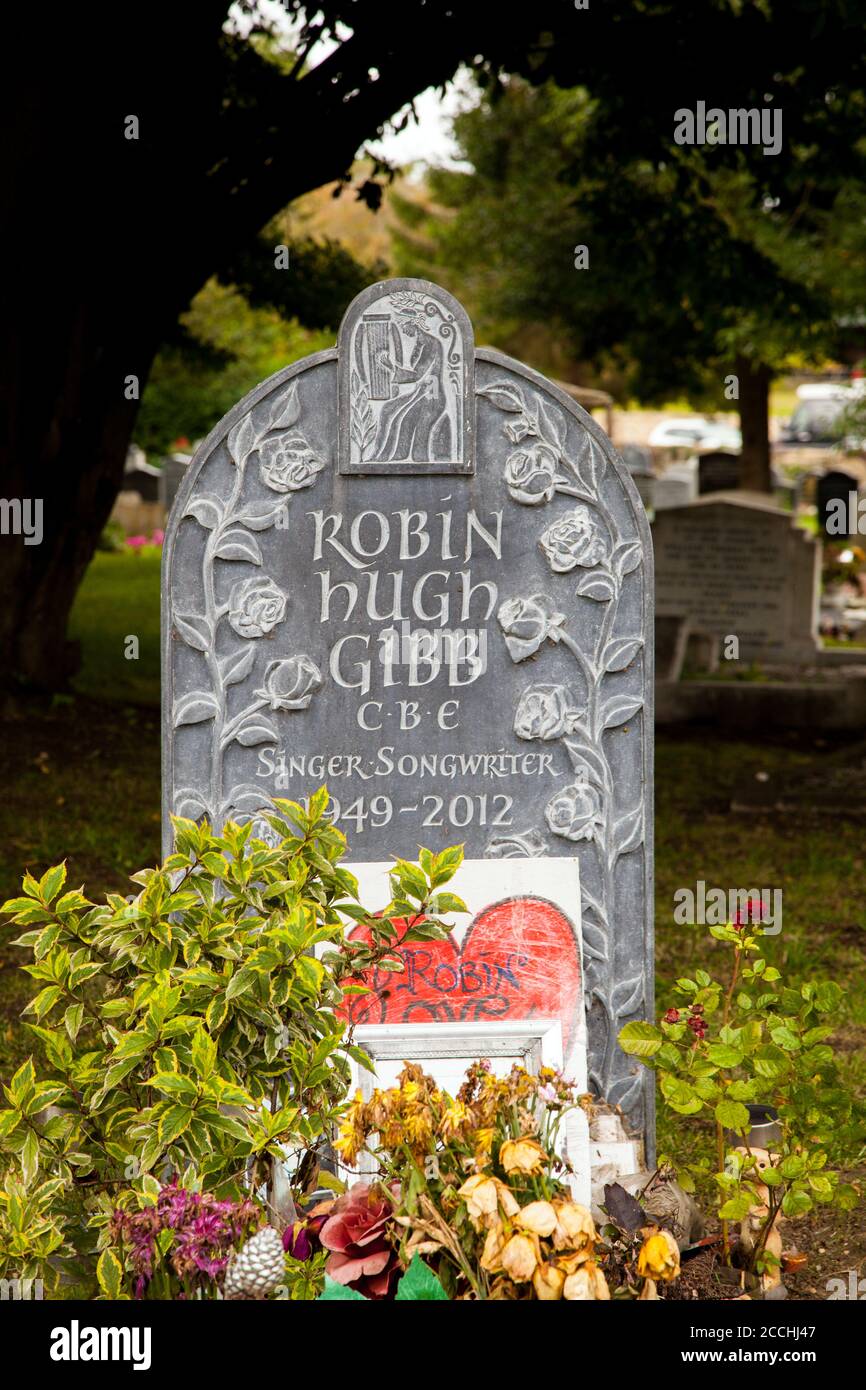 Grabstein Auf Dem Grab Von Robin Hugh Gibb S nger Lied Schriftsteller Mit Den Bienen Gees In St 
