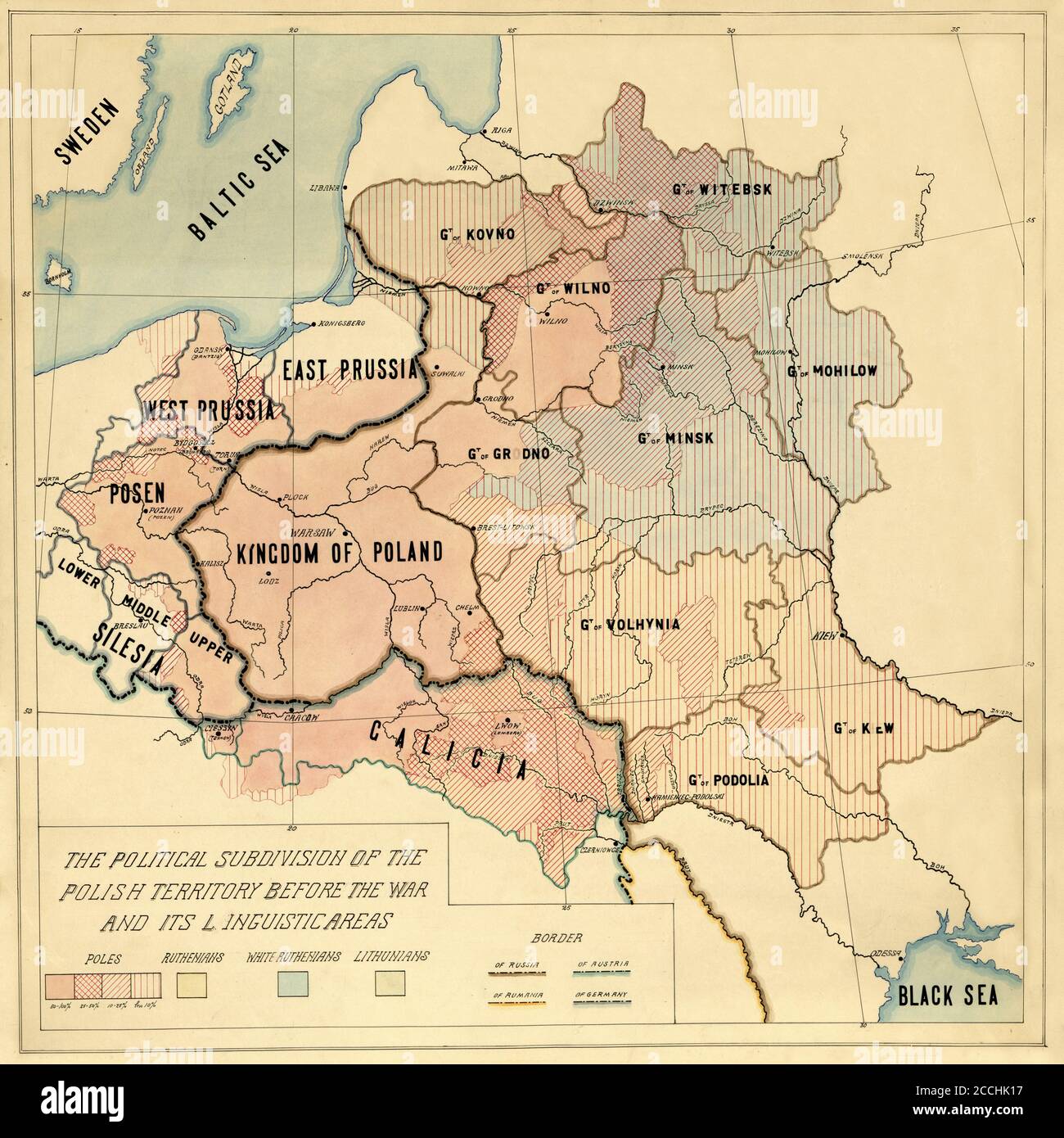 Karte Von Polen 1918 Stockfoto