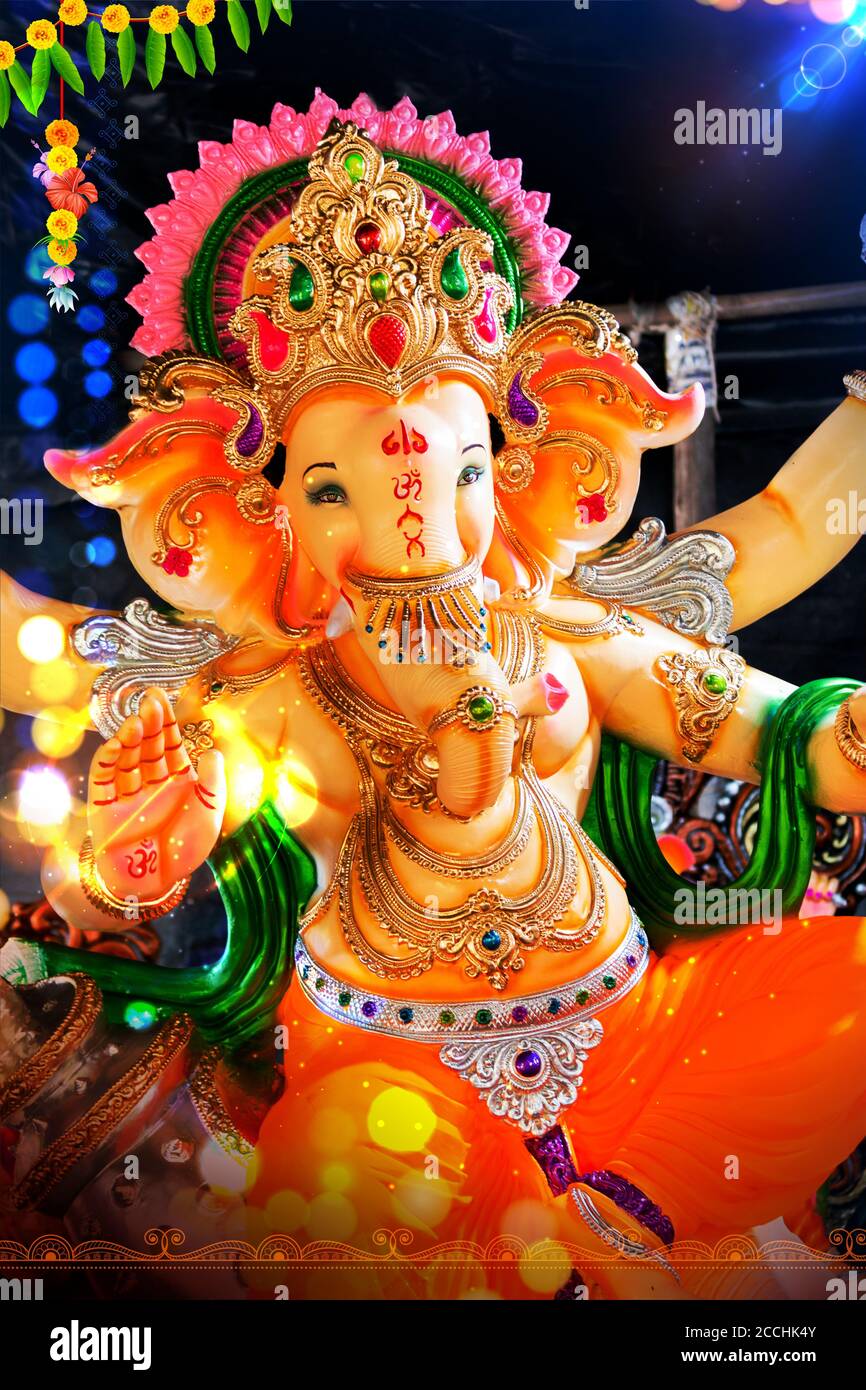 Herr Ganpati Idol Statue für Happy Ganesh Chaturthi Festival von Indien Stockfoto