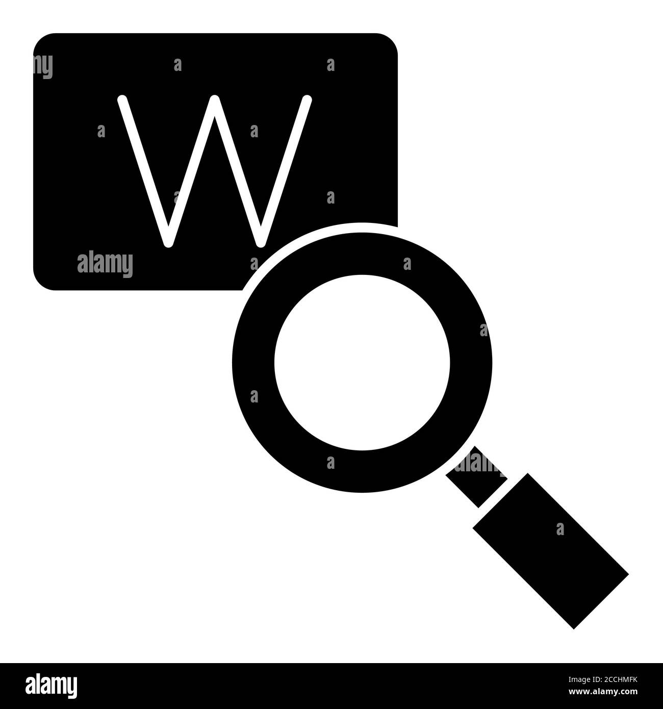 Schlüsselwortsuche Glyph-Symbol Stockfoto