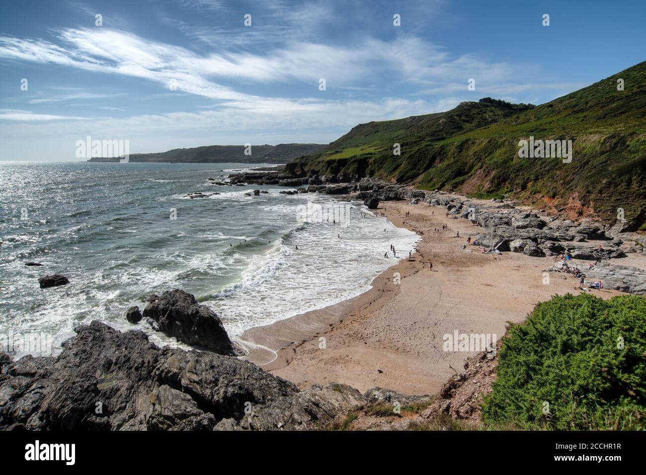 Great Mattiscombe Beach, auch bekannt als Mattiscombe Sands in South Hams, Devon. Stockfoto