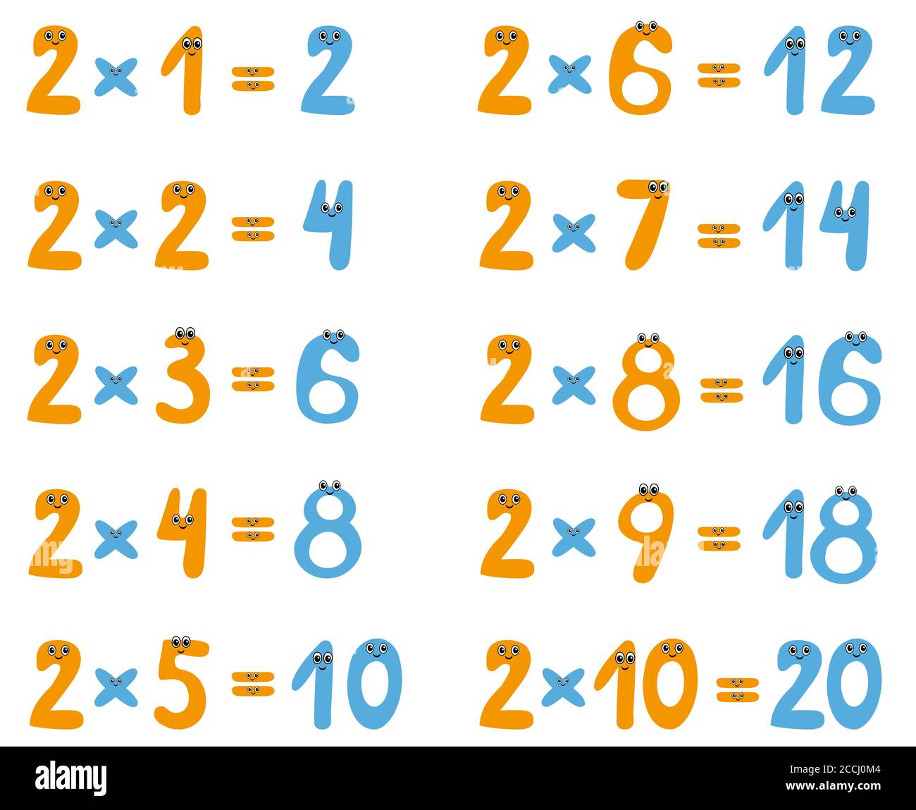 Multiplikation Tabelle der niedlichen Zahlen. Stockfoto