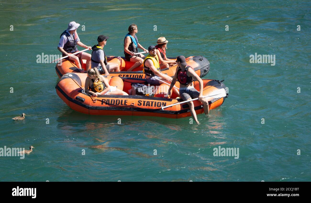 Schlauchboote Prince's Island Park Calgary Alberta Stockfoto