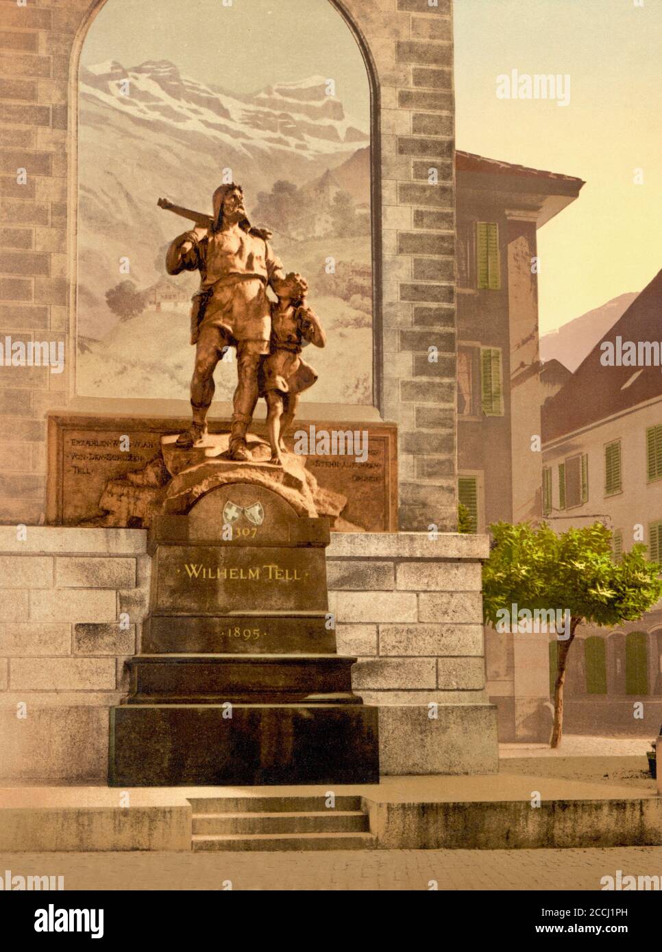 Wilhelm Tell Denkmal, Altdorf, Uri, Schweiz. Stockfoto