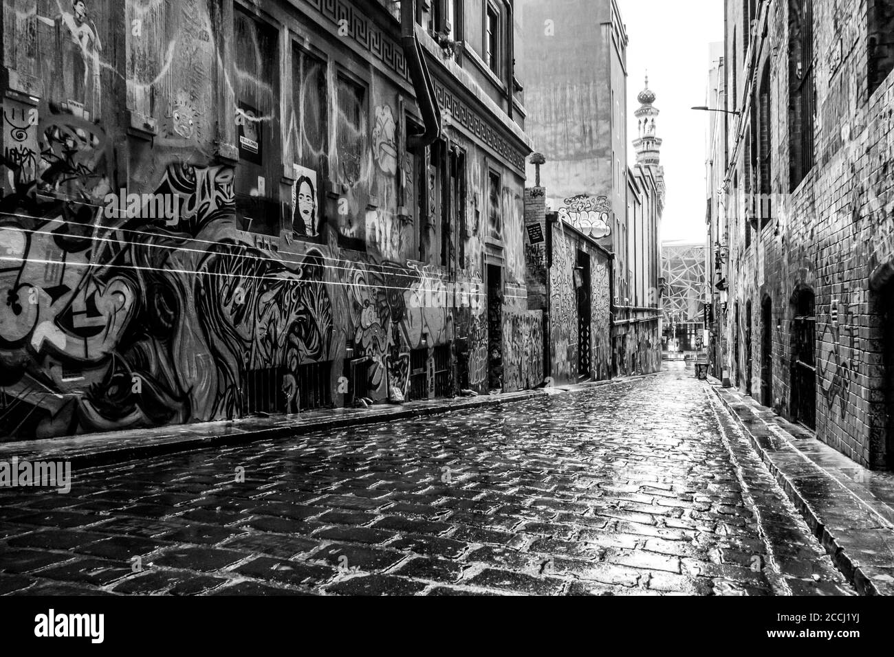 Ruhige Straßen in Melbourne während der Coronavirus-Pandemie und der Absperrung der Stufe 4 Stockfoto