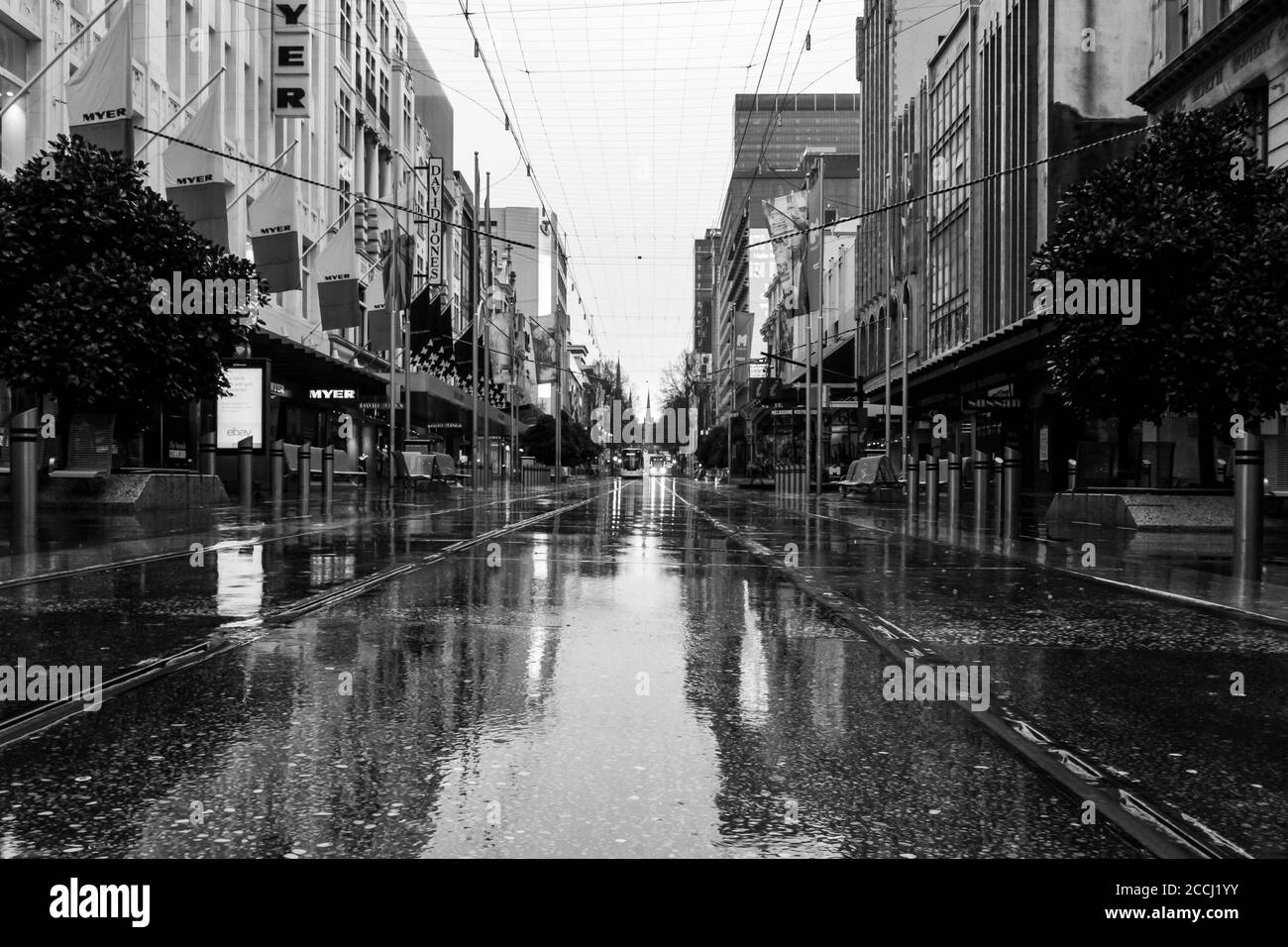 Ruhige Straßen in Melbourne während der Coronavirus-Pandemie und der Absperrung der Stufe 4 Stockfoto