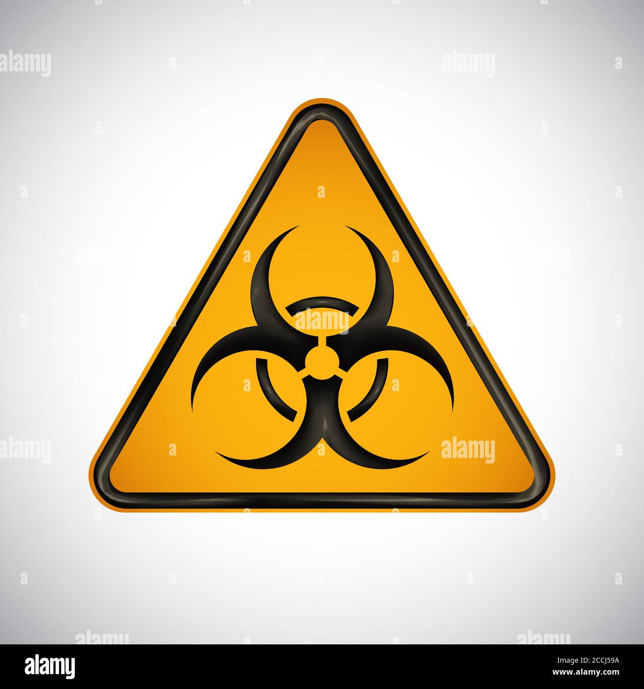 Warnschild für biologische Gefahren. Schwarz orange Warnung Bio-Gefahrenschild auf weißem Hintergrund. Informationssicherheit Biohazard Vektor-Symbol. Design schützen Stock Vektor