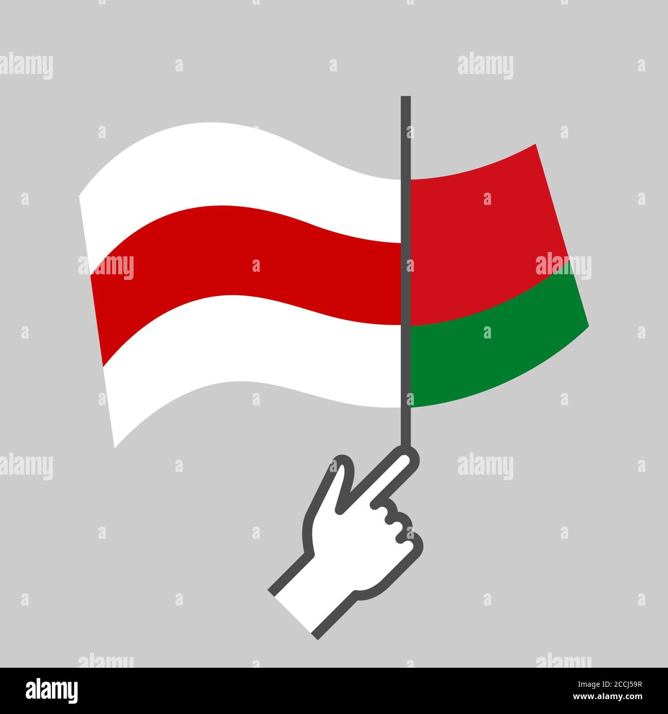 Alte in neue markieren. Proteste in Belarus. Veränderung eines autoritären diktatorischen Regimes. Demokratie. Neues Weißrussland. Rote weiße Flagge. T-Shirt-Druck. Vektor Stock Vektor
