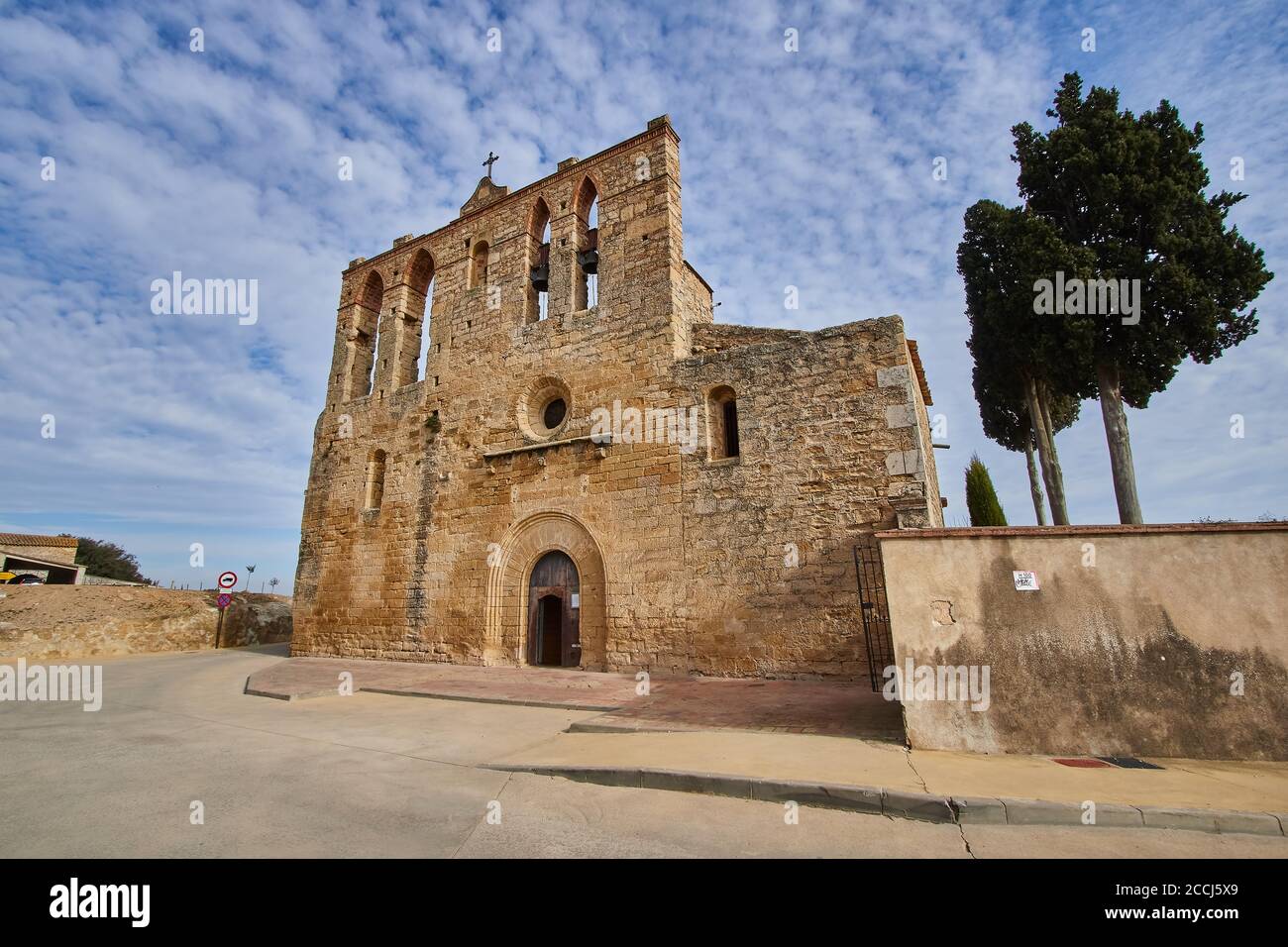 L'església de Sant Esteve in Peratallada Dorf, Girona, Spanien Stockfoto