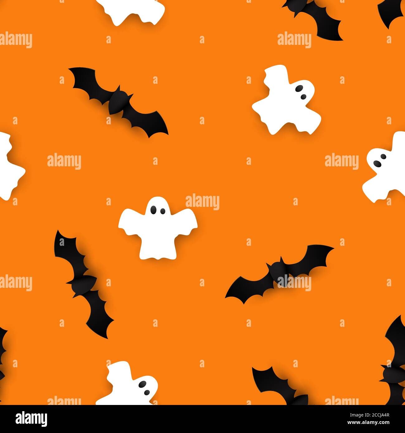 Nette Fledermäuse und Geister nahtlose Muster Vektor Halloween Hintergrund. Vektorgrafik Stock Vektor