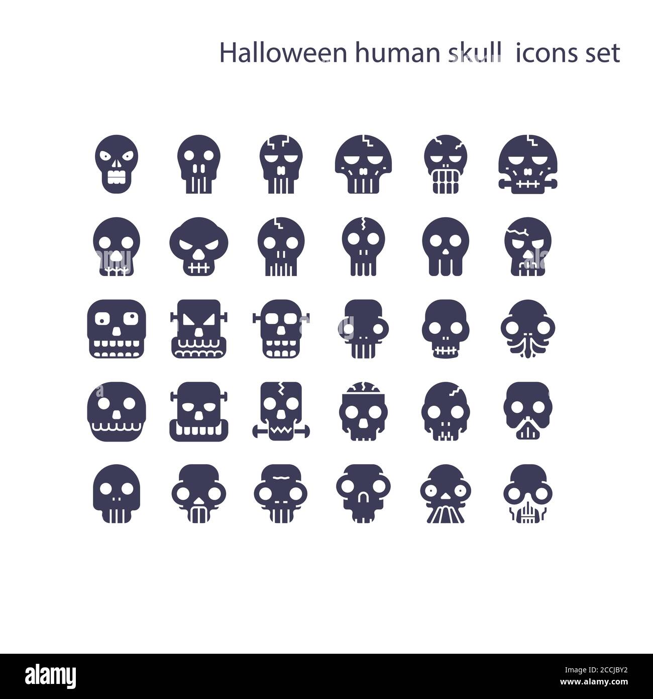 Halloween menschlichen Schädel Vektor-Symbol.Geist oder Monster. Dämon oder Satan Zeichen. 64x64 Pixel Perfect-Symbol Stock Vektor