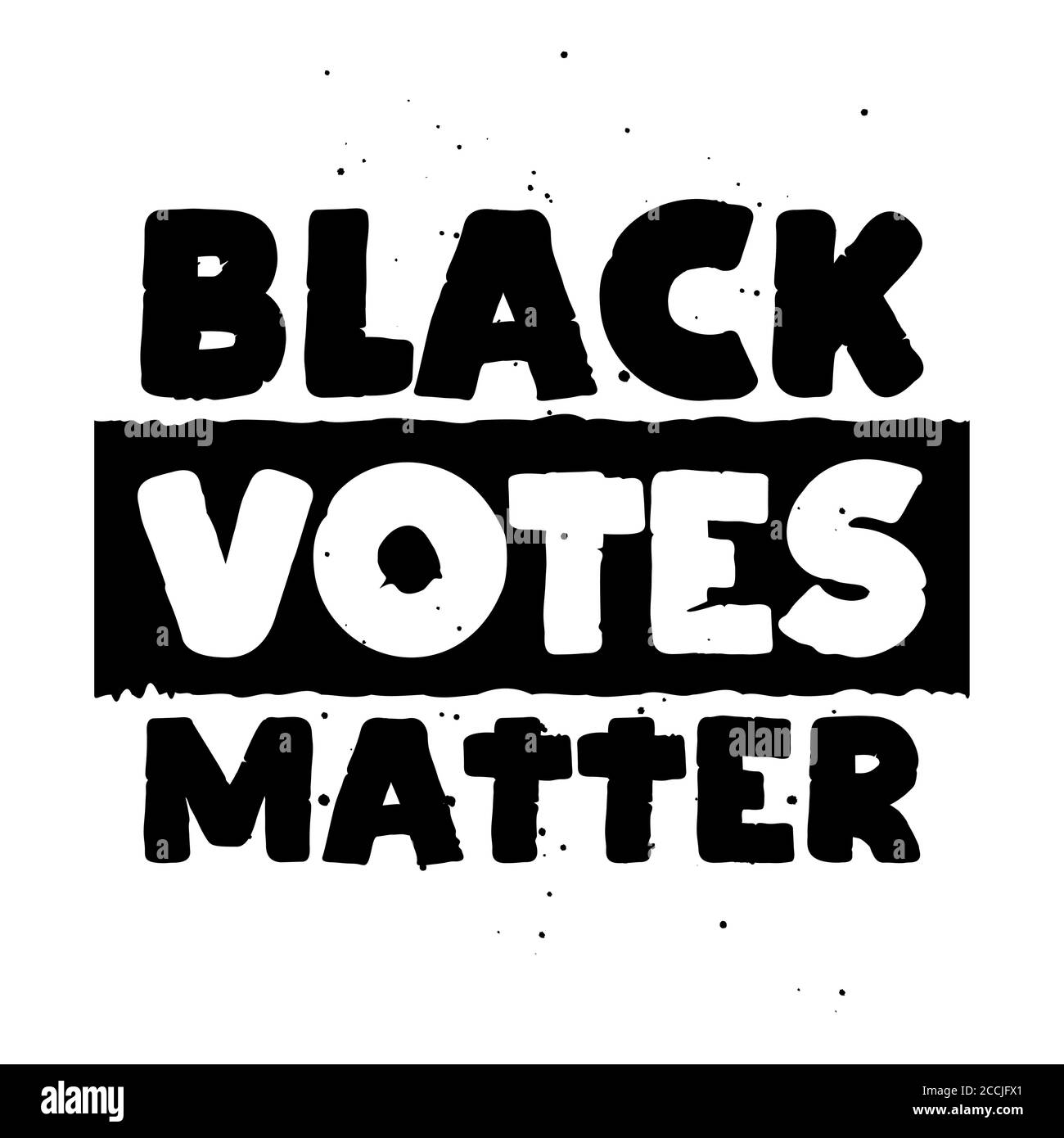Schwarze Stimmen sind wichtig - Vektor-Illustration. Handgezeichneter Schriftzug Zitat. Vektorgrafik. Text für die Präsidentschaftswahl der USA-Kampagne. Abzeichen Unite Stock Vektor