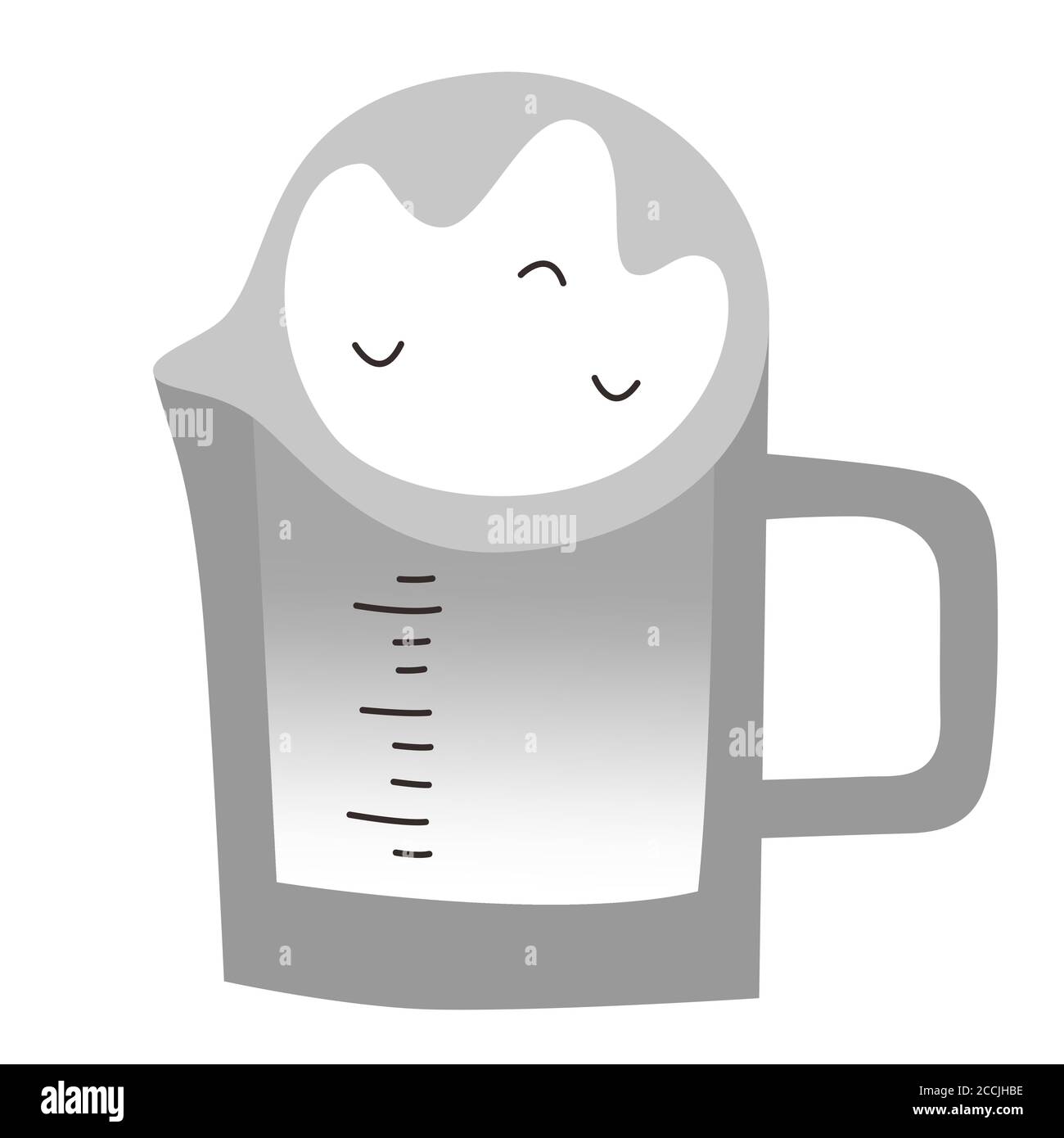 Milchmessbecher, Glas-Milchkännchen, Haushaltsgerät, isolierte Vektor-Symbol auf weißem Hintergrund, Doodle handgezeichnete Cartoon-Illustration Stock Vektor