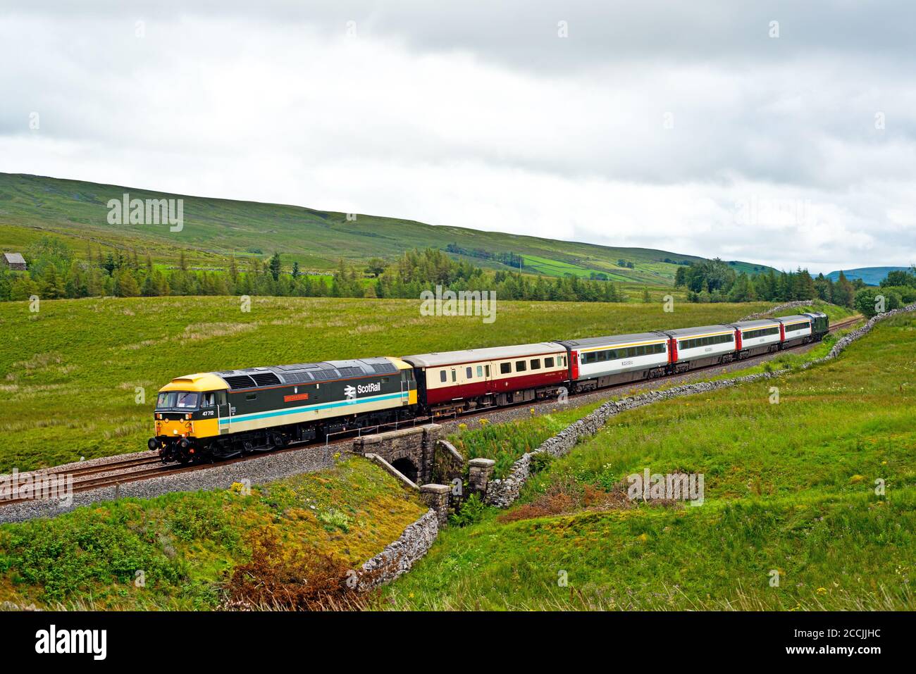 Klasse 47 Lady Diana Spencer bei AIS Gill auf Settle to Carlisle Railway, Cumbria, England 17. August 2020 Stockfoto