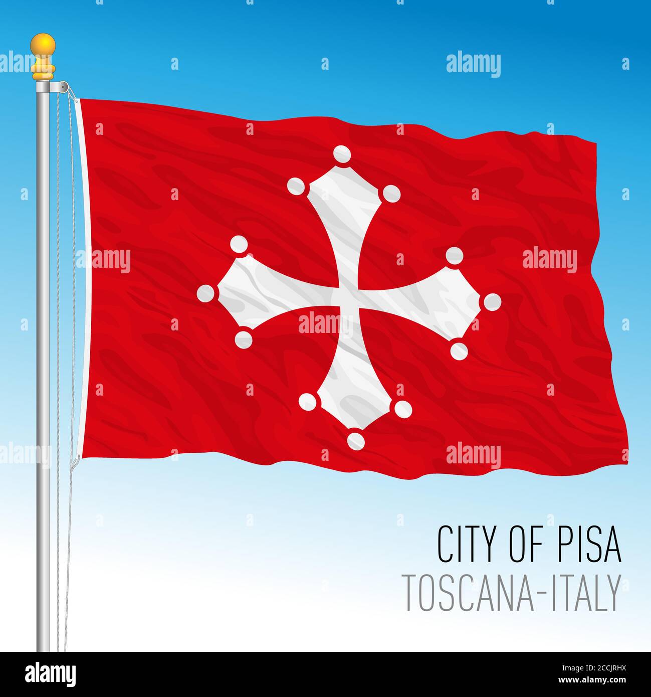 Pisa, Flagge der Stadt und Gemeinde, Toskana, Italien, Vektorgrafik Stock Vektor