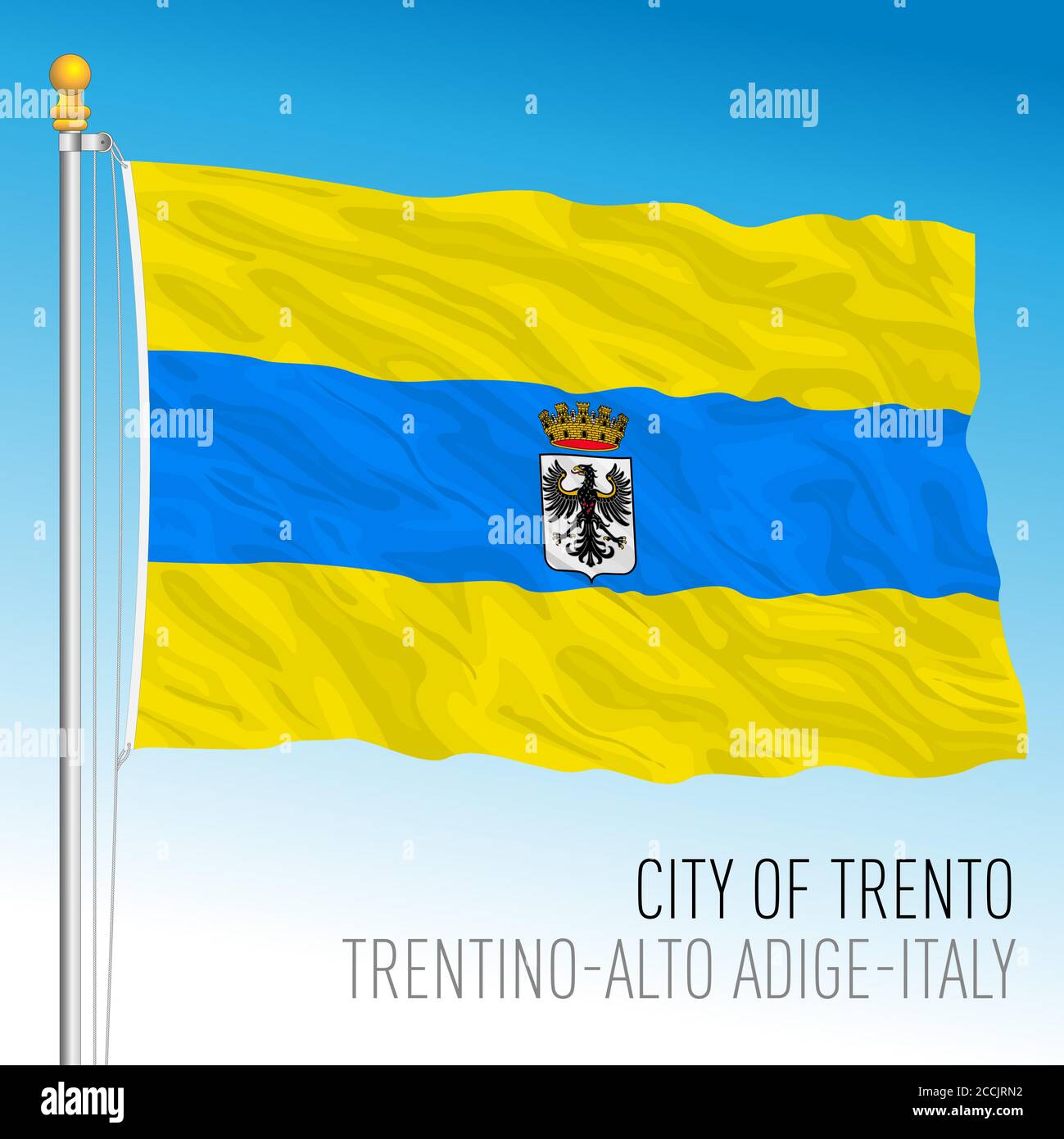 Trient, Flagge der Stadt und Gemeinde, Trentino-Südtirol, Italien, Vektorgrafik Stock Vektor