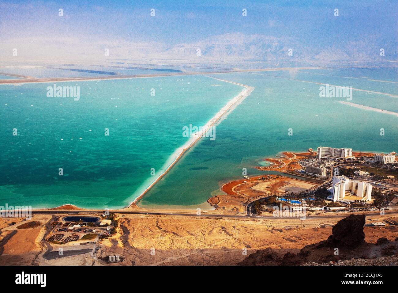 Der tote Meerblick aus der Wüste bei ein Bokek, Israel Stockfoto