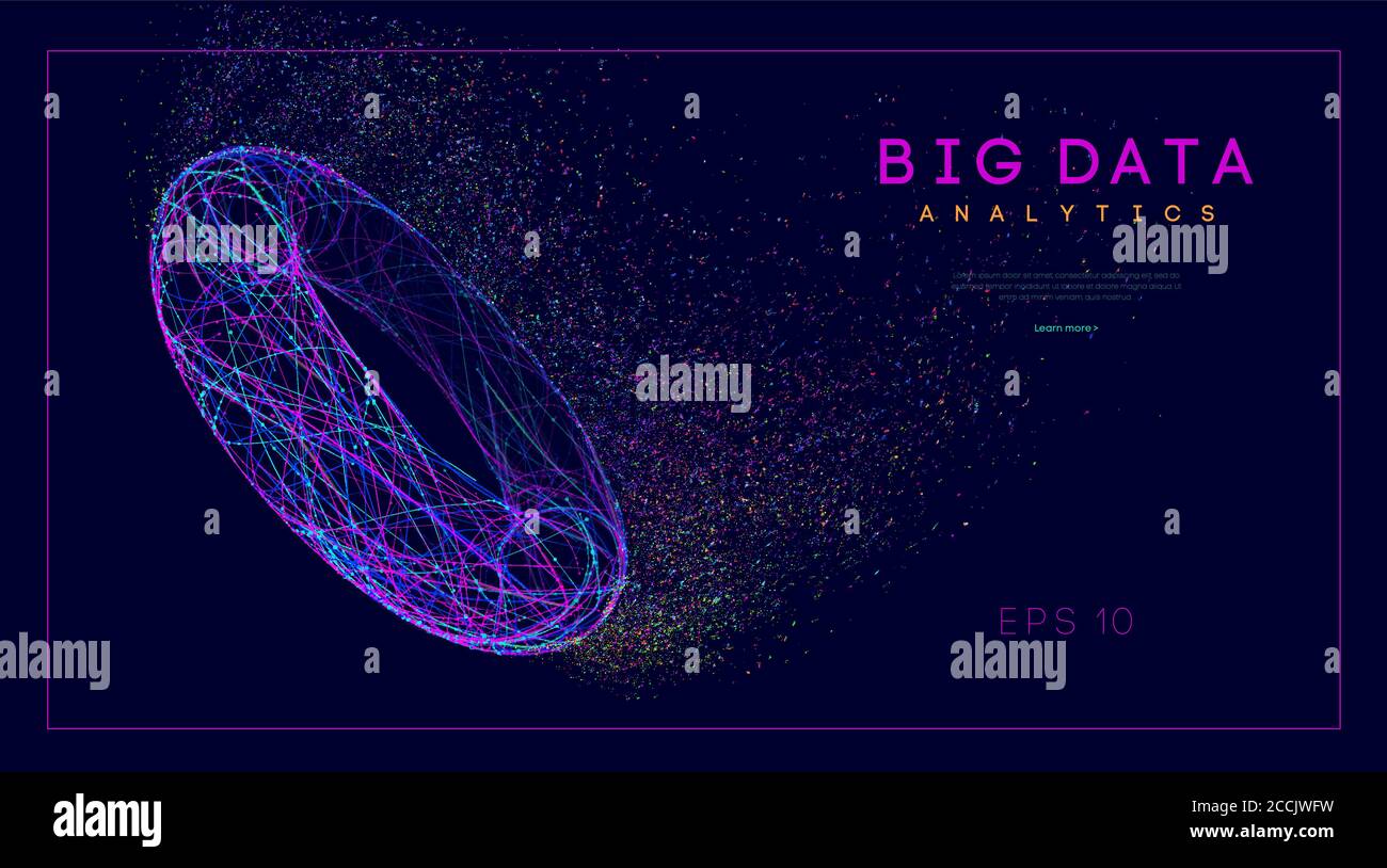 Big-Data-Intelligence-Netzwerk. Web-Elemente-Informationen. Dynamische Shapes blaue Zukunftsvorlage. Motion 3d abstraktes Hintergrundkonzept. Stock Vektor