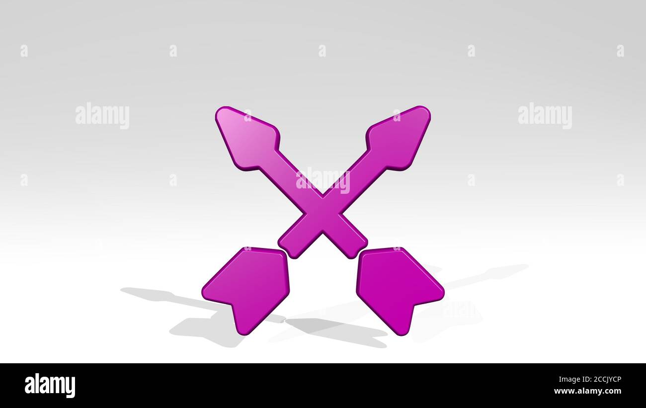 Army Pfeil 3D Symbol werfen Schatten, 3D-Illustration Stockfoto