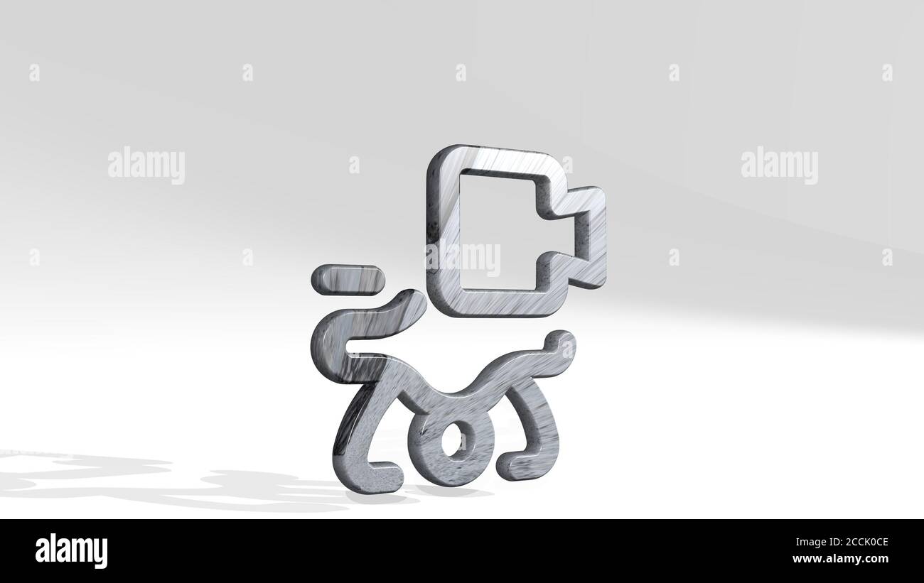 Drohne Video 3D-Symbol auf dem Boden stehend, 3D-Illustration Stockfoto