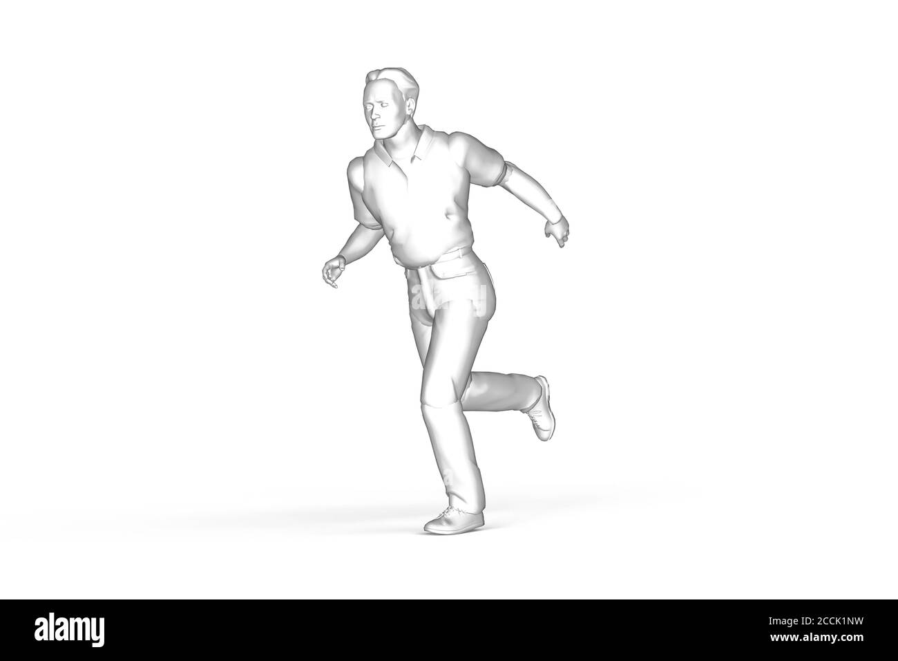 Running man - Schwarz-Weiß-Grafiken auf einem weißen Hintergrund - 3D-Illustration Stockfoto