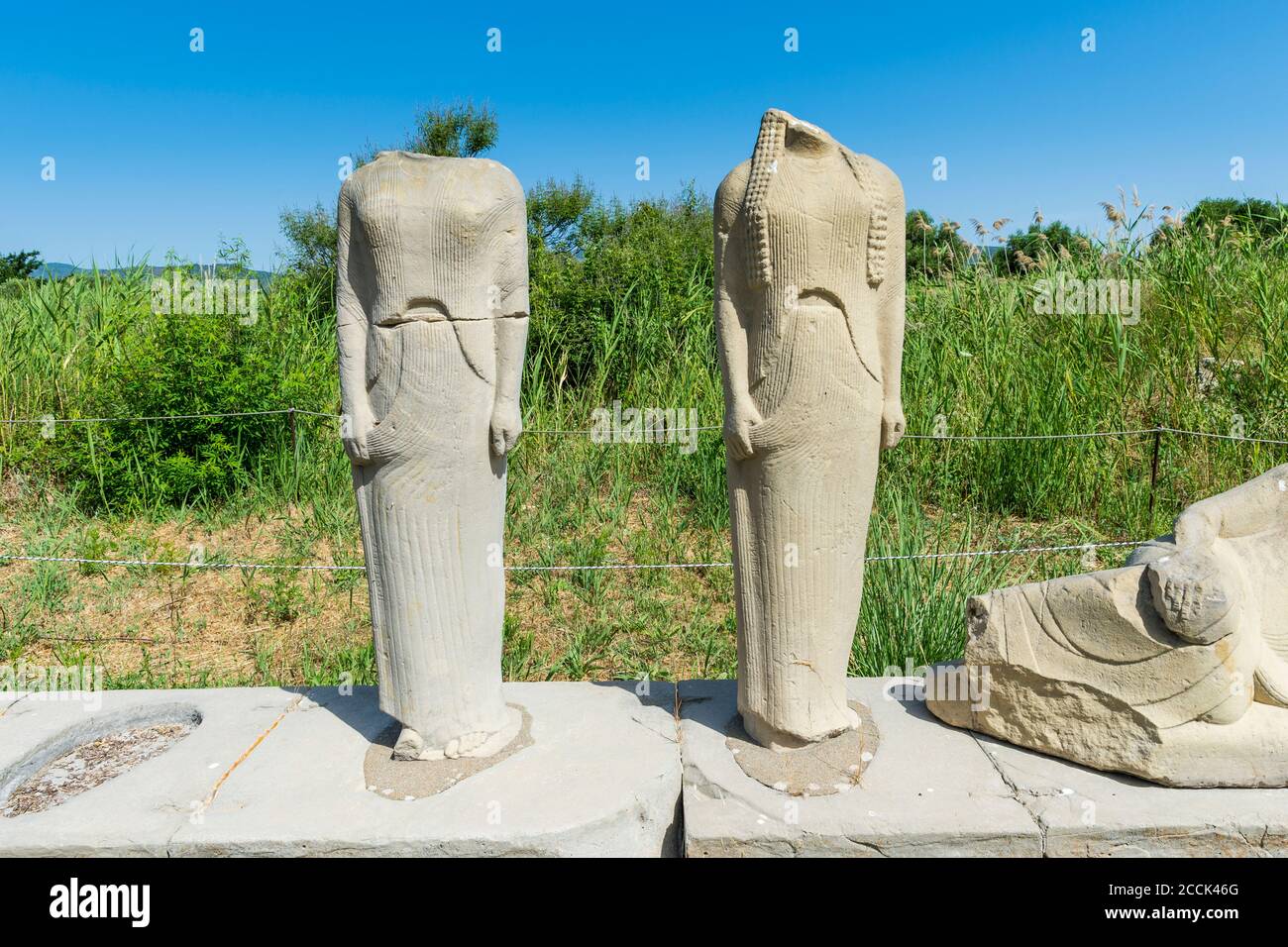 Griechenland, Samos, beschädigte Statuen in Heraion von Samos Stockfoto