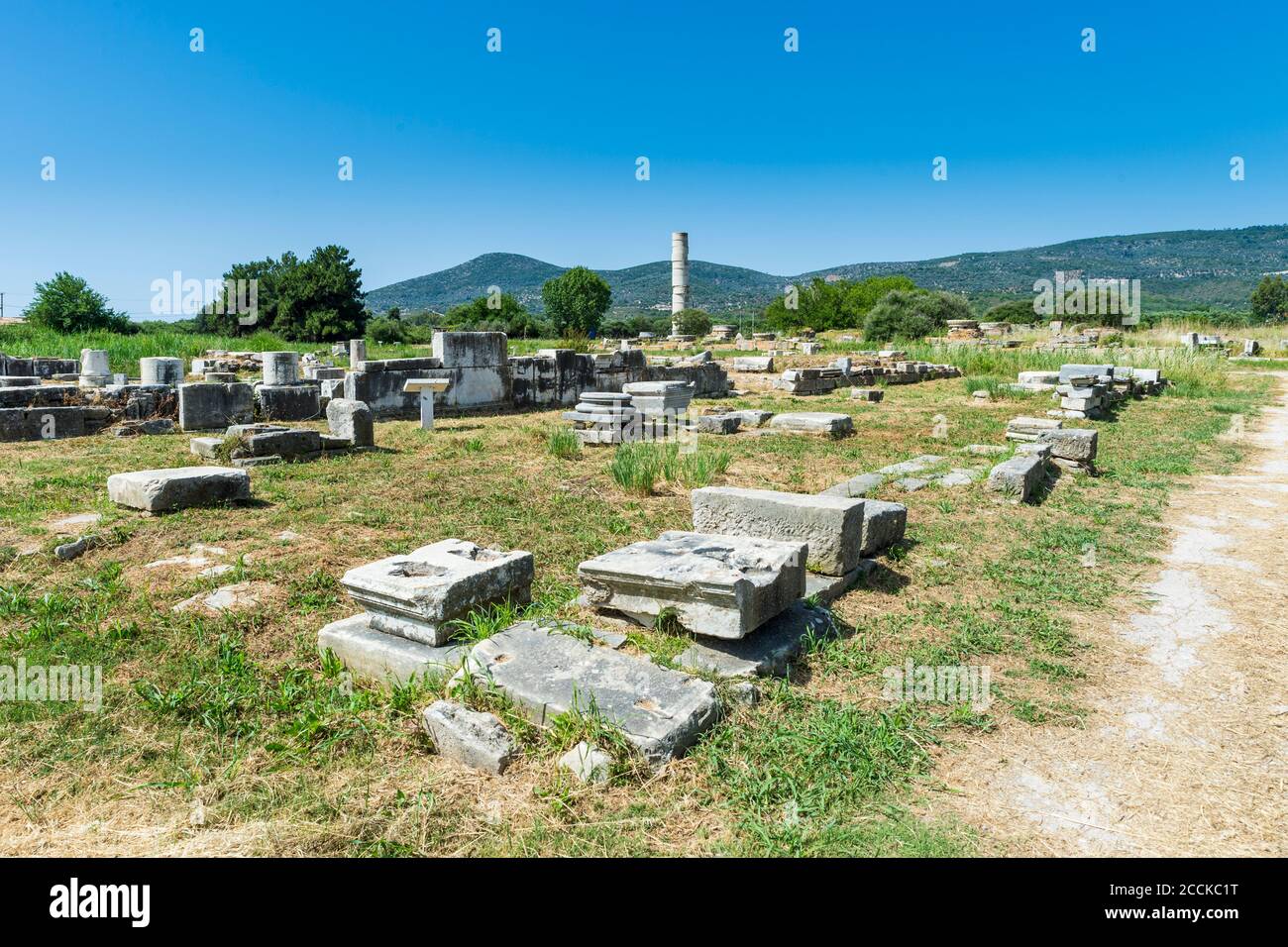 Griechenland, Samos, Ruinen von Heraion von Samos im Sommer Stockfoto