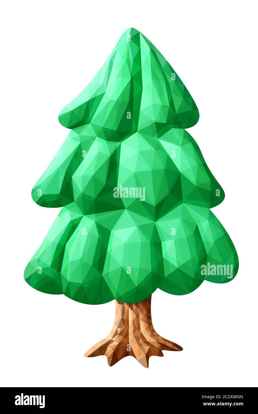 Schöne Low-Poly-Illustration mit stilisierten grünen Tannenbaum auf Weißer Hintergrund Stock Vektor