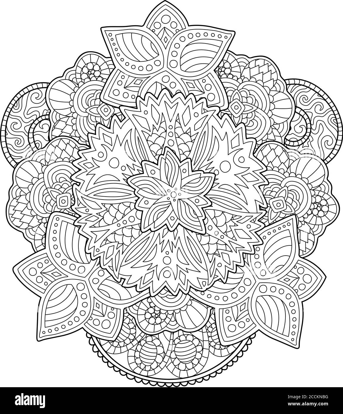 Erwachsene Malbuch Seite mit schönen stilisierten Blumen auf weiß Hintergrund Stock Vektor