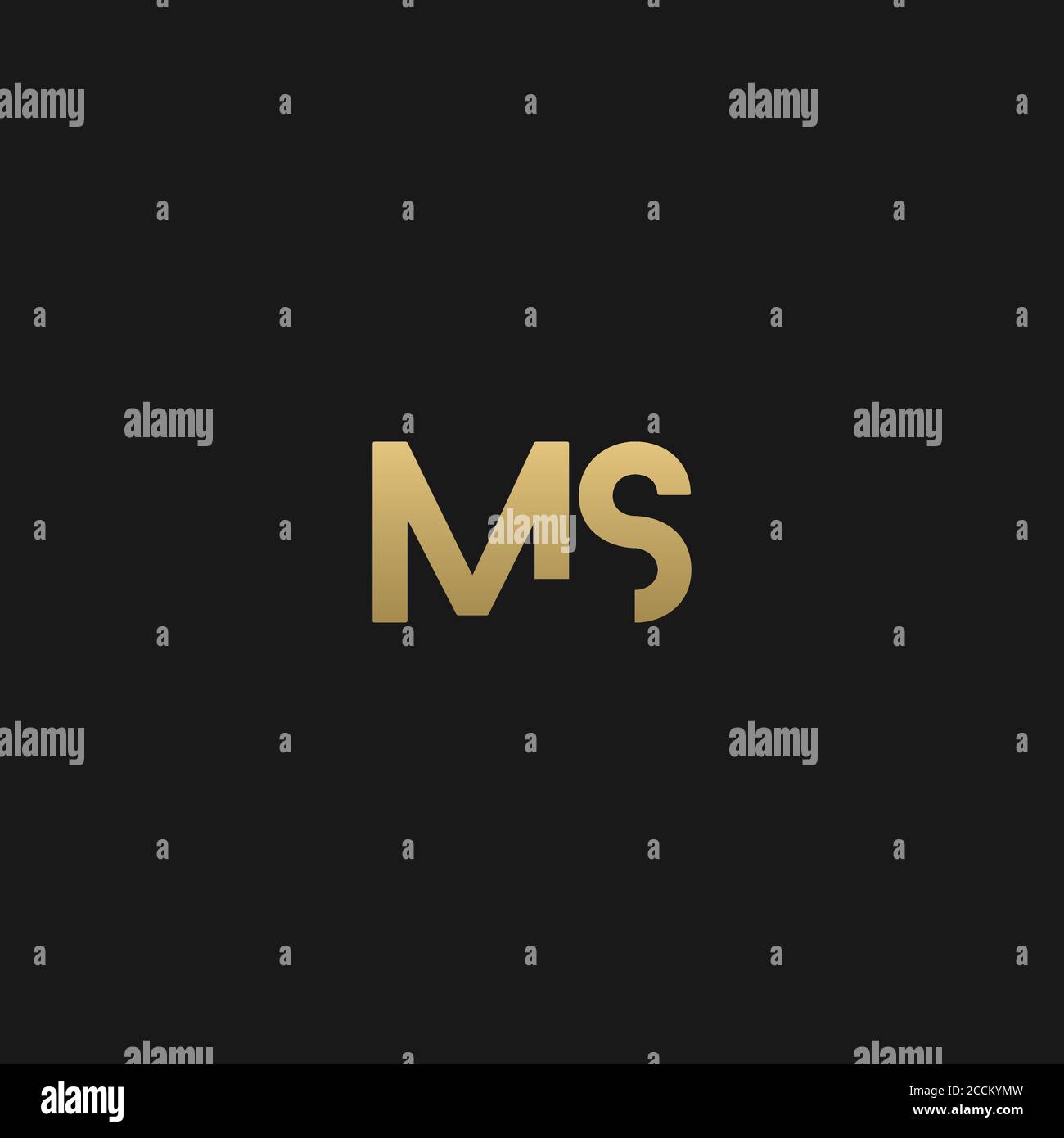 Kreativ modern elegant trendy einzigartige künstlerische schwarz-goldene Farbe MS SM M S Initial basierte Buchstaben Symbol Logo. Stock Vektor