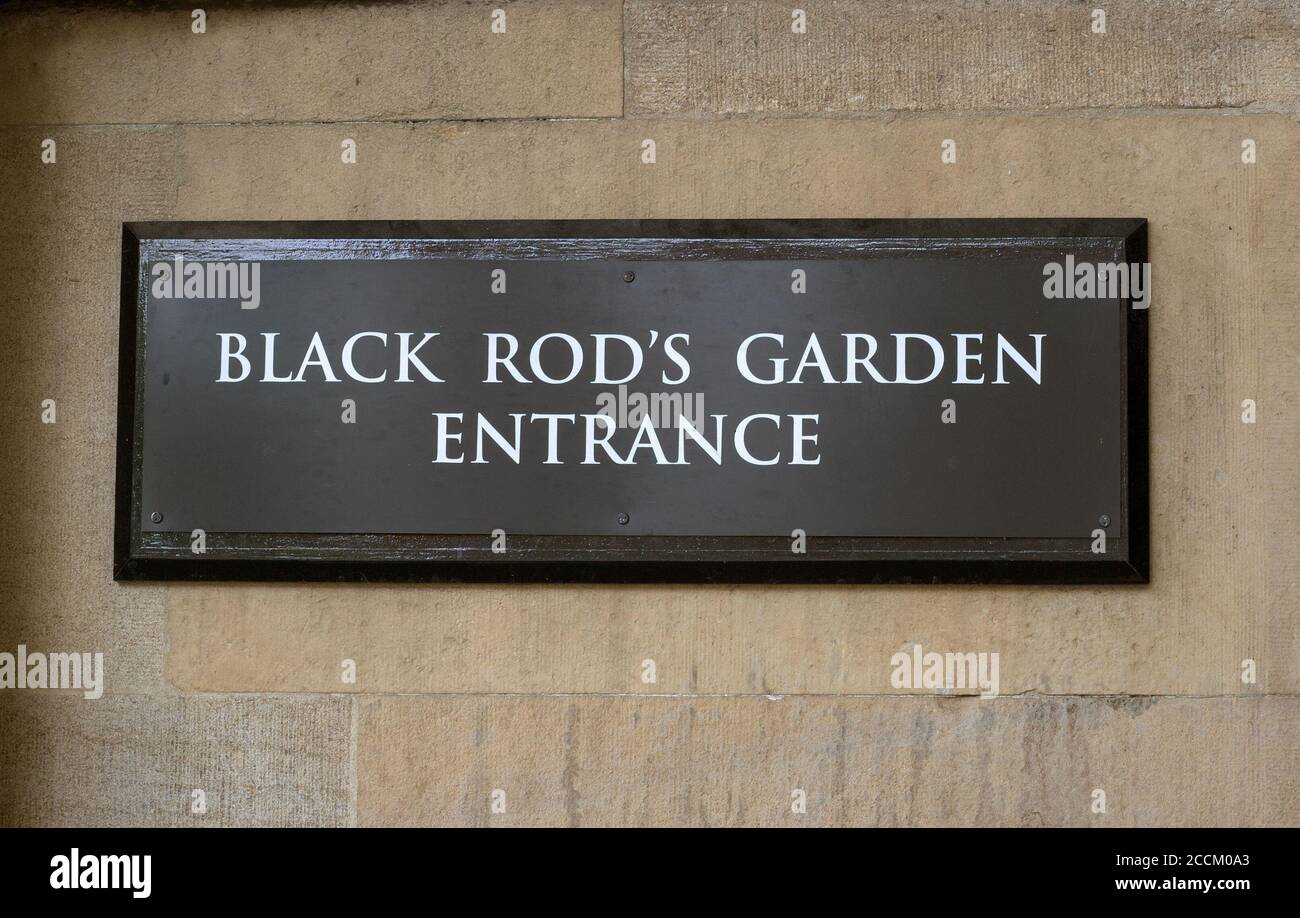Black Rod's Entrance , House of Lords, London, 2020. Der Eingang wird von Black Rod verwendet, der hauptsächlich für die Kontrolle des Zugangs zu und Mai verantwortlich ist Stockfoto