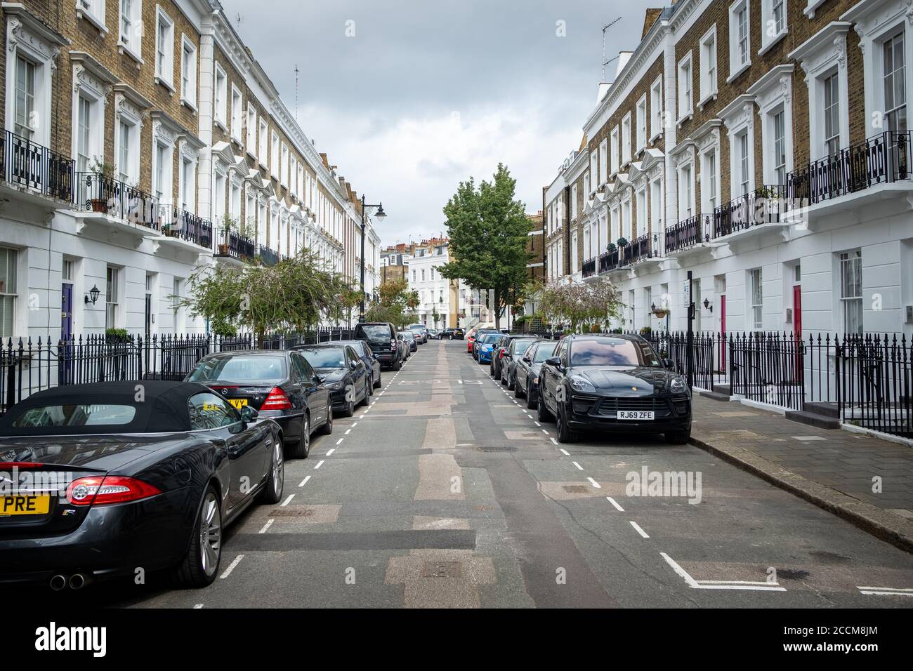 London - Wohnstraße der Stadthäuser in Pimlico, Süd-West-London Stockfoto