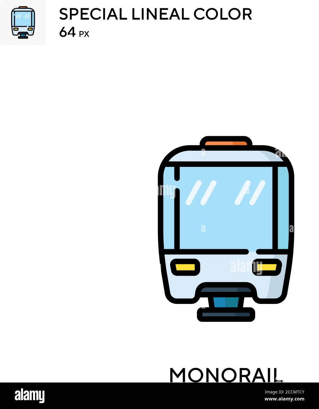 Monorail spezielles lineales Farbsymbol. Illustration Symbol Design Vorlage für Web mobile UI-Element. Perfekte Farbe modernes Piktogramm auf editierbare Kontur. Stock Vektor