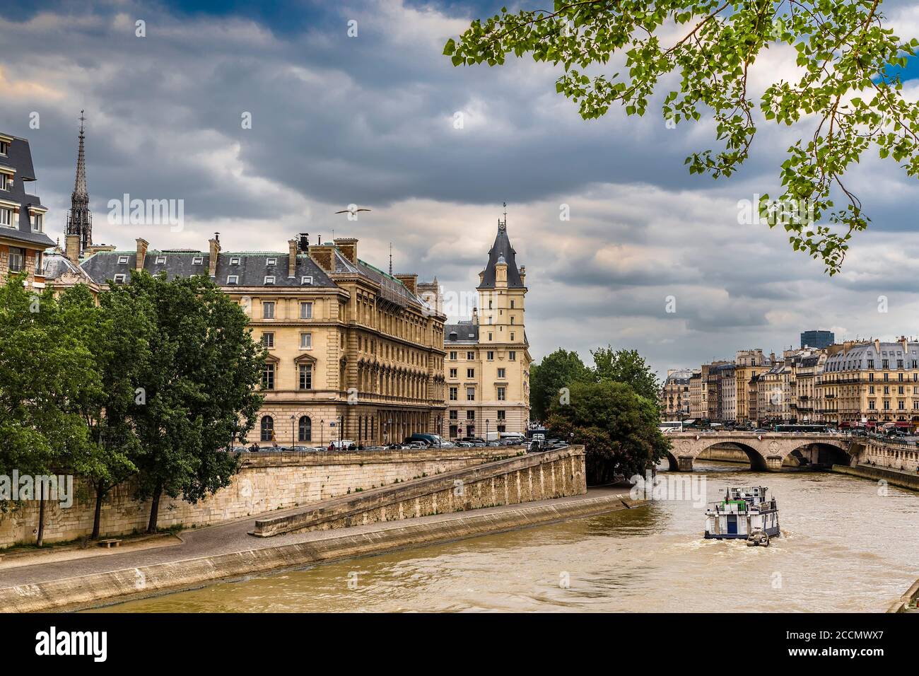 Quay Orfevr und die Brücke Saint Michel. Paris. Frankreich Stockfoto