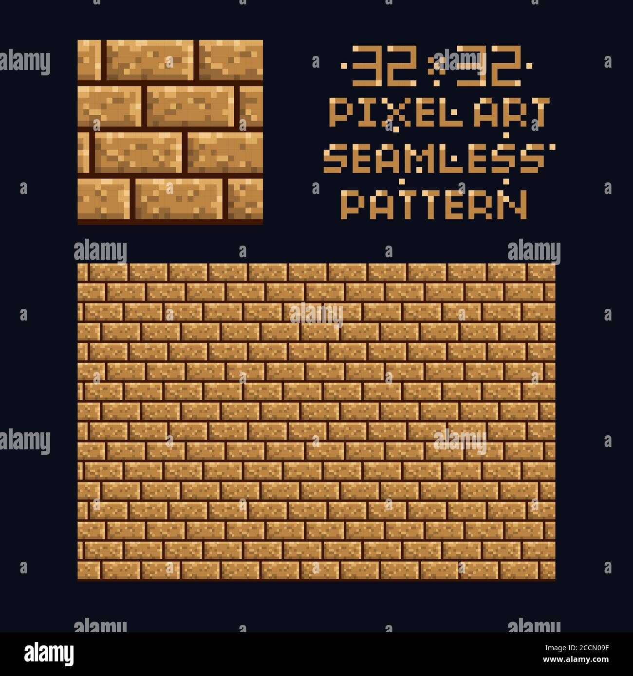 Pixel Art Vektor Illustration 32x32 Nahtlose Sprite Muster Textur Brown Backstein Wand Spiel Design Wiederholen Fliese Isoliert Stock Vektorgrafik Alamy