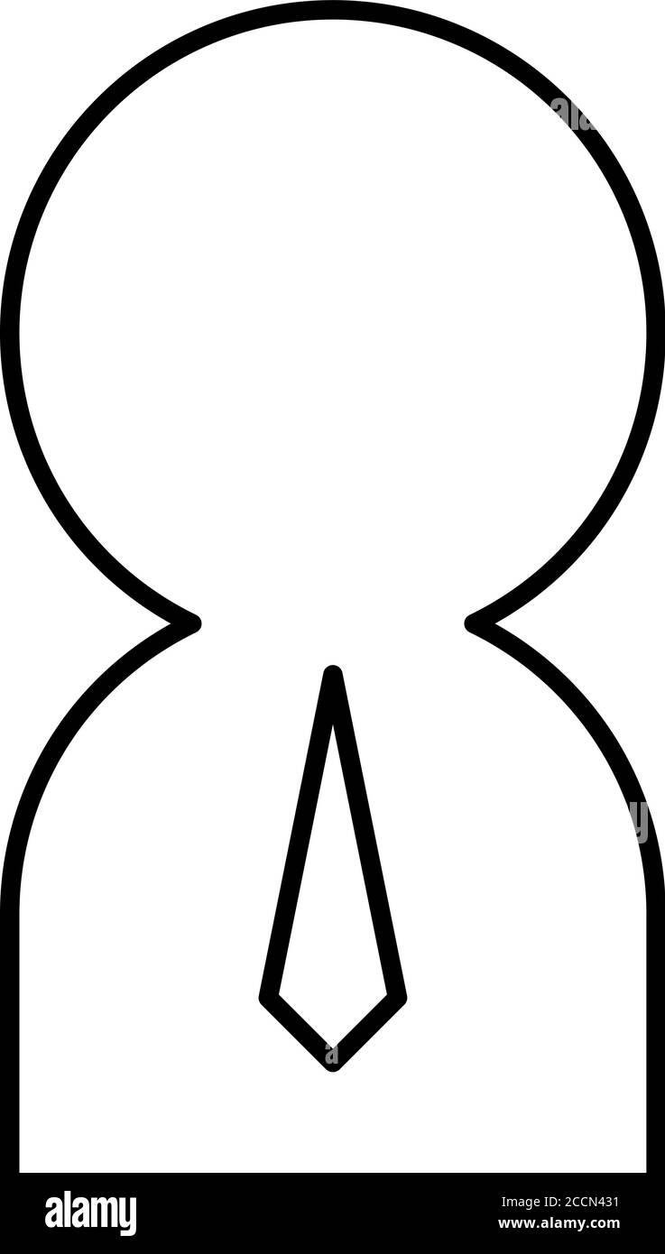 Business Manager-Symbol. Männliche Person Charakter mit Krawatte - moderne dünne Linie Symbol. Einfache Darstellung des schwarzen Umrisses. Stock Vektor