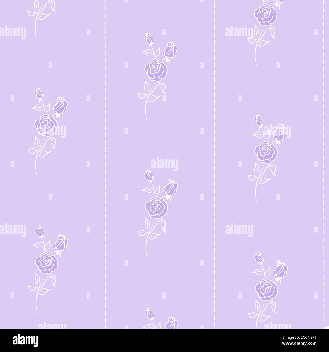 Nahtloses Muster mit Blumen Rosen auf Lavendel Hintergrund, Vektor florale Illustration im Vintage-Stil Stock Vektor