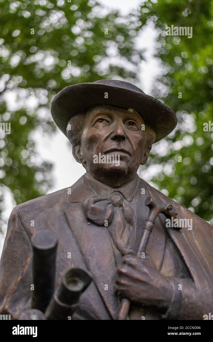 Skulptur von Frank Lloyd Wright in der Innenstadt von Mason City Stockfoto