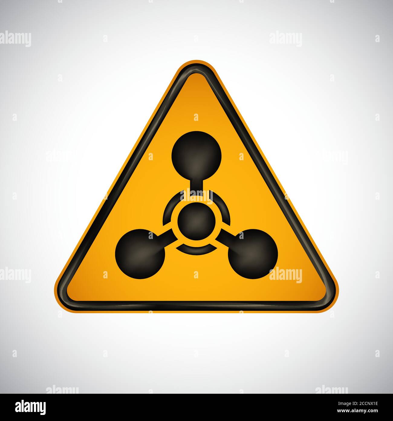 Warnschild für chemische Waffen. Schwarz orange Warnung chemische Waffe Gefahrenschild auf weißem Hintergrund. Informationssicherheit Gefahr Vektor-Symbol. Design Stock Vektor