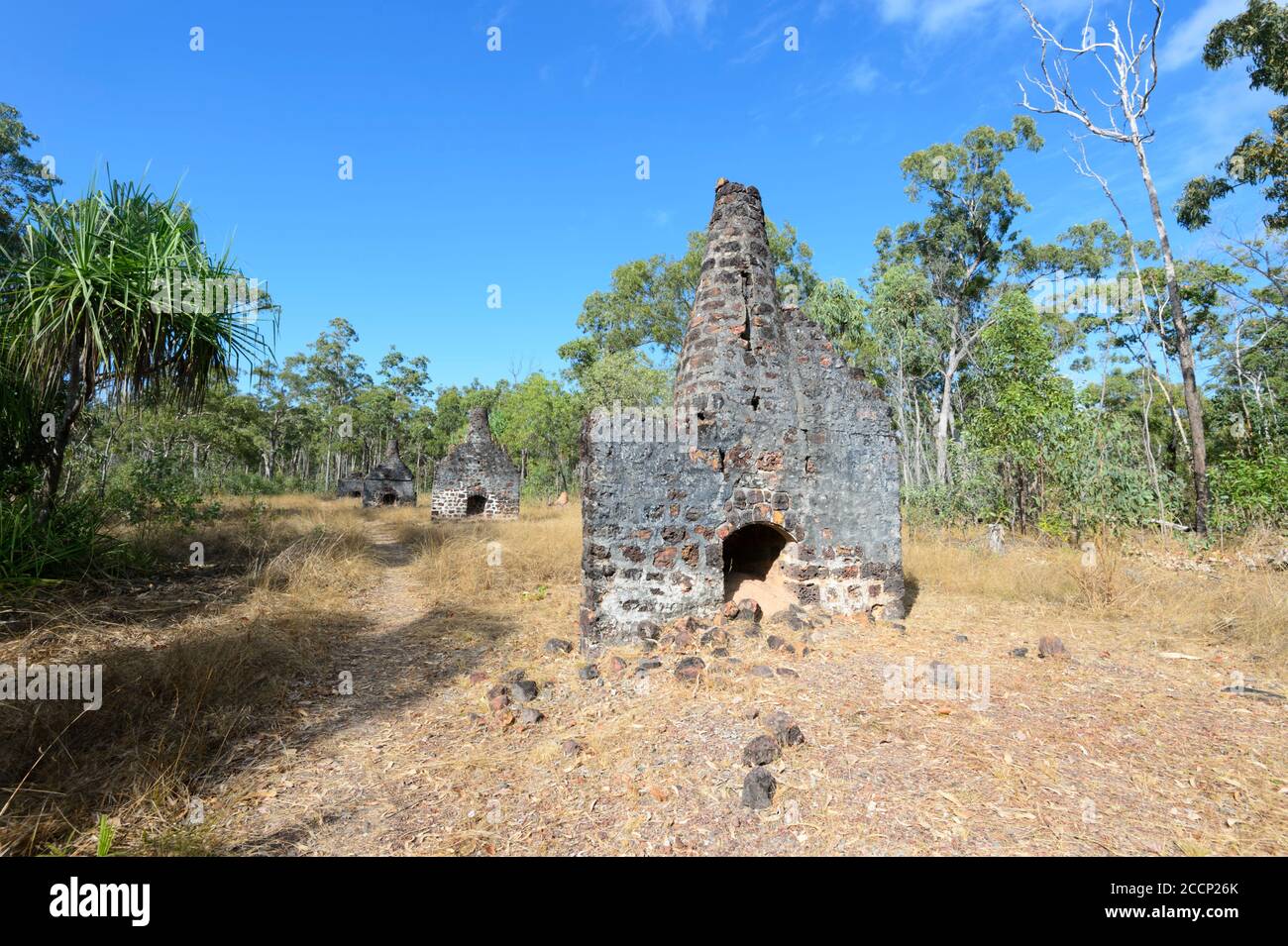 Ruinen der Ehequartiere in der historischen Victoria-Siedlung, Cobourg Peninsula, Arnhem Land, Northern Territory, NT, Australien Stockfoto