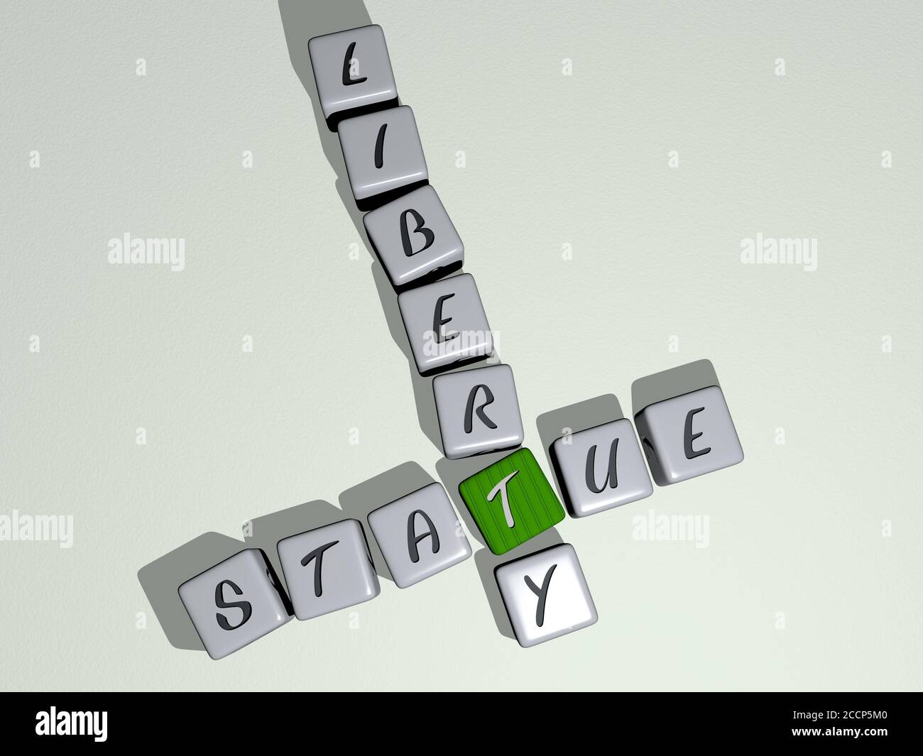 STATUE FREIHEIT Kreuzworträtsel von Würfeln Buchstaben, 3D-Illustration Stockfoto