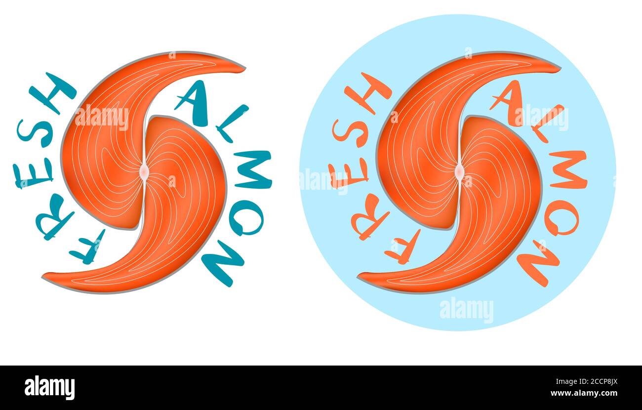 Frischer Lachs aus ausgefalteten Steakhälften in der Form Der Buchstaben s Stock Vektor